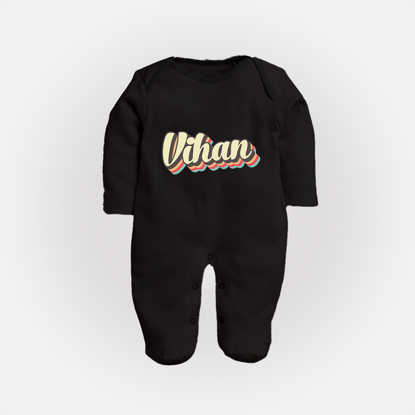 Make It Mine Sleep Suit / Full Sleeve Bodysuit | Featuring Your Baby's Name - BLACK - New Born (Chest 7.5")