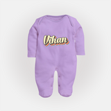 Make It Mine Sleep Suit / Full Sleeve Bodysuit | Featuring Your Baby's Name - LILAC - New Born (Chest 7.5")