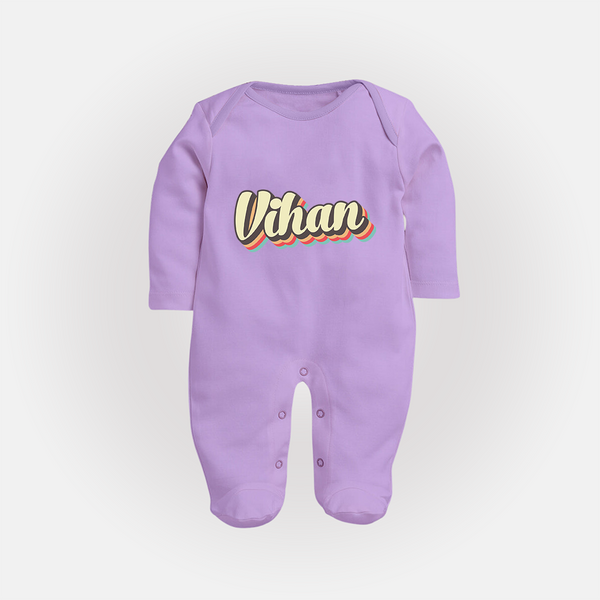Make It Mine Sleep Suit / Full Sleeve Bodysuit | Featuring Your Baby's Name - LILAC - New Born (Chest 7.5")