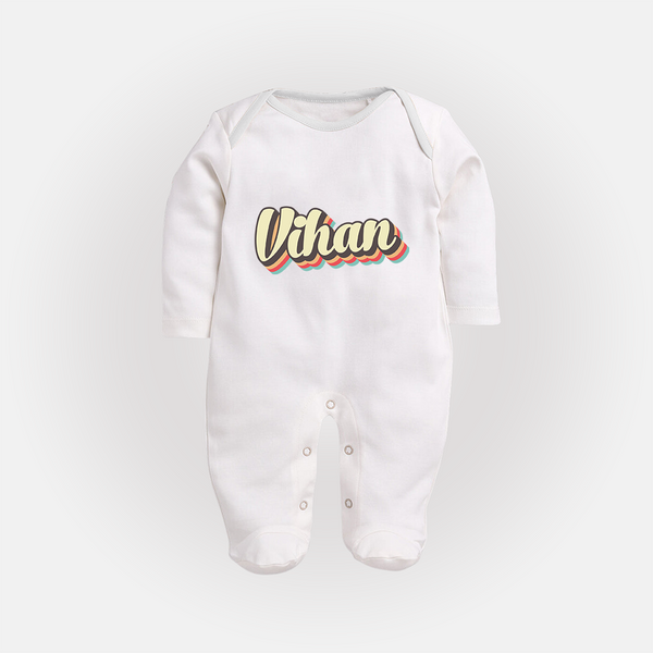 Make It Mine Sleep Suit / Full Sleeve Bodysuit | Featuring Your Baby's Name - WHITE - New Born (Chest 7.5")