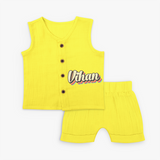 Soft Personalized Jabla Sets with Baby's Name - YELLOW - 0 - 3 Months Old (Chest 9.8")