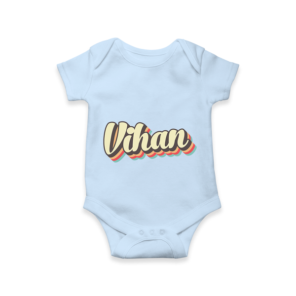 Soft Personalized Romper with Baby's Name - BABY BLUE - 0 - 3 Months Old (Chest 16")