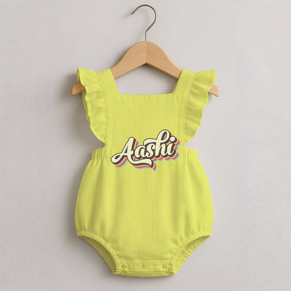 Make It Mine Romper Frock | Featuring Your Baby's Name - PASTEL YELLOW - 0 - 3 Months Old (Chest 19")
