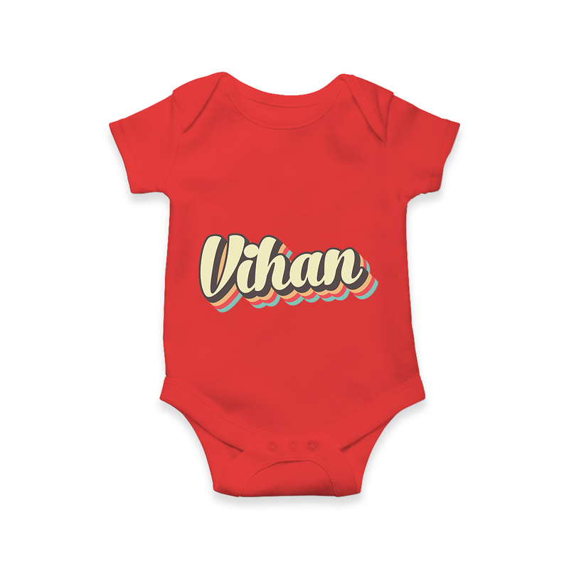 Soft Personalized Romper with Baby's Name - RED - 0 - 3 Months Old (Chest 16")