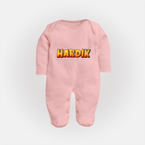 Adorable Name Sleep Suit / Full Sleeve Bodysuit | The Perfect Personalized Baby Gift - BABY PINK - New Born (Chest 7.5")