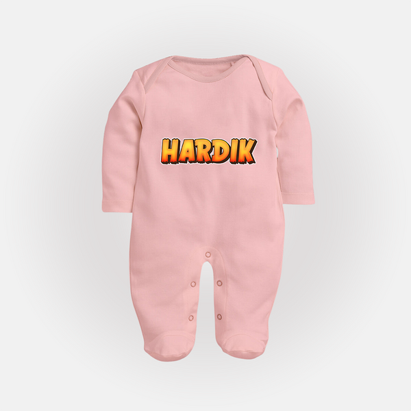 Adorable Name Sleep Suit / Full Sleeve Bodysuit | The Perfect Personalized Baby Gift - BABY PINK - New Born (Chest 7.5")