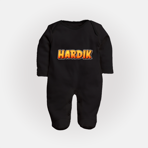 Adorable Name Sleep Suit / Full Sleeve Bodysuit | The Perfect Personalized Baby Gift - BLACK - New Born (Chest 7.5")