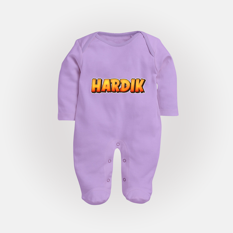 Adorable Name Sleep Suit / Full Sleeve Bodysuit | The Perfect Personalized Baby Gift - LILAC - New Born (Chest 7.5")