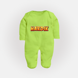 Adorable Name Sleep Suit / Full Sleeve Bodysuit | The Perfect Personalized Baby Gift - LIME GREEN - New Born (Chest 7.5")