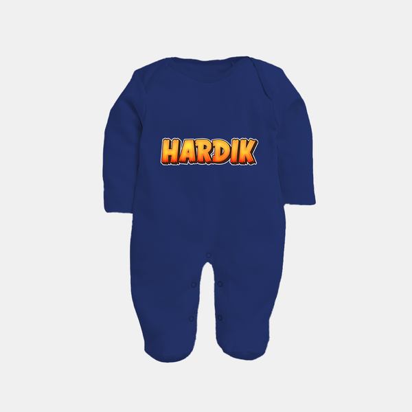 Adorable Name Sleep Suit / Full Sleeve Bodysuit | The Perfect Personalized Baby Gift - NAVY BLUE - New Born (Chest 7.5")