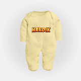 Adorable Name Sleep Suit / Full Sleeve Bodysuit | The Perfect Personalized Baby Gift - PASTEL YELLOW - New Born (Chest 7.5")
