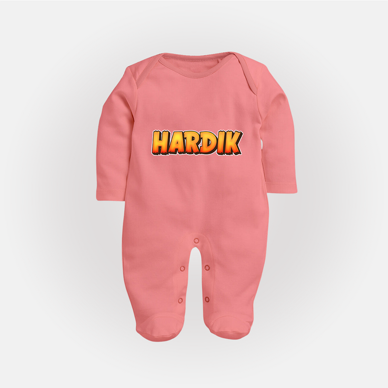 Adorable Name Sleep Suit / Full Sleeve Bodysuit | The Perfect Personalized Baby Gift - PEACH - New Born (Chest 7.5")