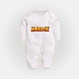 Adorable Name Sleep Suit / Full Sleeve Bodysuit | The Perfect Personalized Baby Gift - WHITE - New Born (Chest 7.5")
