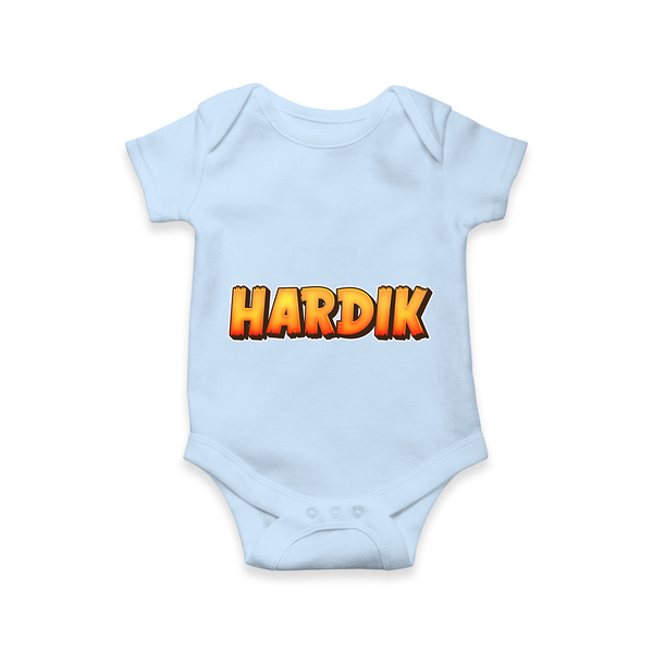 Unique Baby Romper with Personalized Name Print - BABY BLUE - 0 - 3 Months Old (Chest 16")