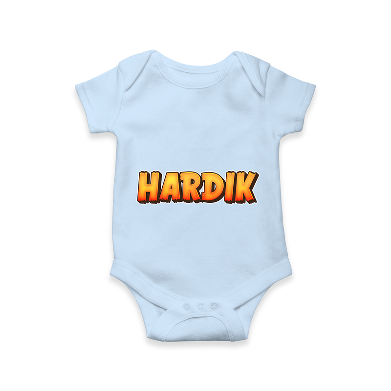 Unique Baby Romper with Personalized Name Print - BABY BLUE - 0 - 3 Months Old (Chest 16")