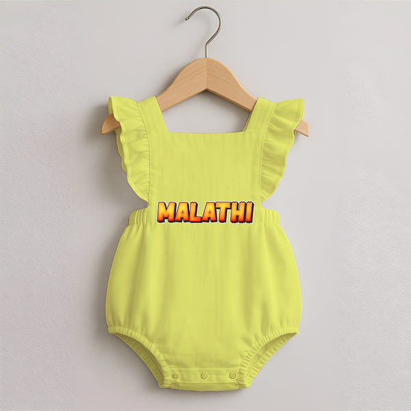 Adorable Name Romper Frock | The Perfect Personalized Baby Gift - PASTEL YELLOW - 0 - 3 Months Old (Chest 19")