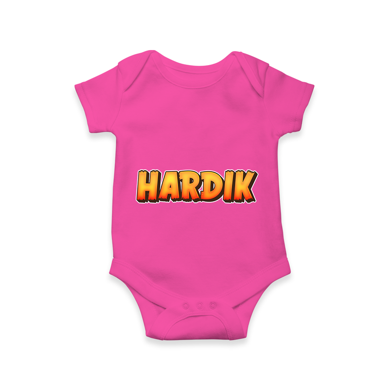 Unique Baby Romper with Personalized Name Print - HOT PINK - 0 - 3 Months Old (Chest 16")