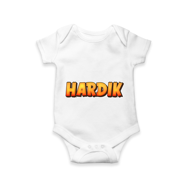 Unique Baby Romper with Personalized Name Print - WHITE - 0 - 3 Months Old (Chest 16")