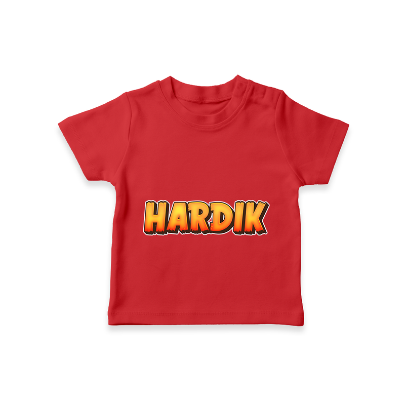 Unique Baby T-Shirt with Personalized Name Print - RED - 0-5 Months Old (Chest 17")