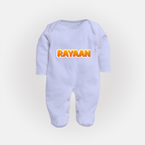 Made for Me Sleep Suit / Full Sleeve Bodysuit | Personalized with Baby's Name - BABY BLUE - New Born (Chest 7.5")