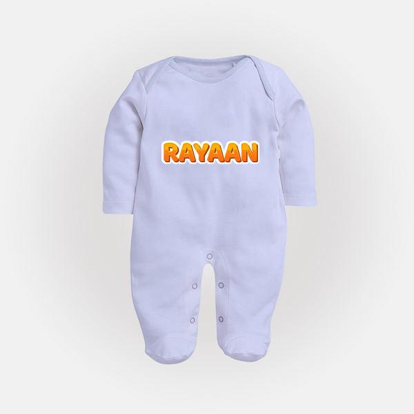 Made for Me Sleep Suit / Full Sleeve Bodysuit | Personalized with Baby's Name - BABY BLUE - New Born (Chest 7.5")