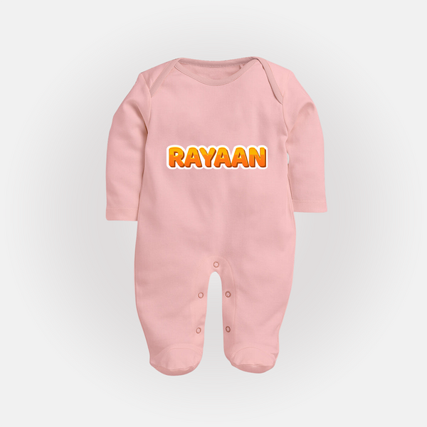 Made for Me Sleep Suit / Full Sleeve Bodysuit | Personalized with Baby's Name - BABY PINK - New Born (Chest 7.5")
