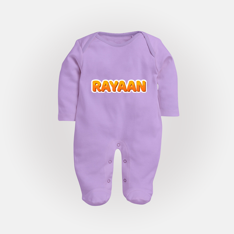 Made for Me Sleep Suit / Full Sleeve Bodysuit | Personalized with Baby's Name - LILAC - New Born (Chest 7.5")