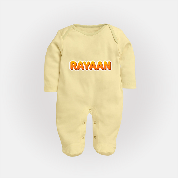 Made for Me Sleep Suit / Full Sleeve Bodysuit | Personalized with Baby's Name - PASTEL YELLOW - New Born (Chest 7.5")