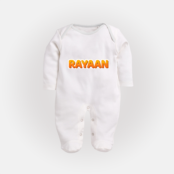 Made for Me Sleep Suit / Full Sleeve Bodysuit | Personalized with Baby's Name - WHITE - New Born (Chest 7.5")