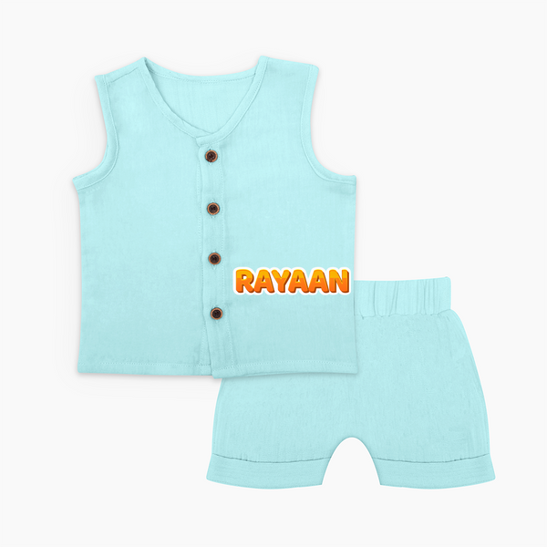 Made for Me Jabla Set | Personalized with Baby's Name - BABY BLUE - 0 - 3 Months Old (Chest 9.8")
