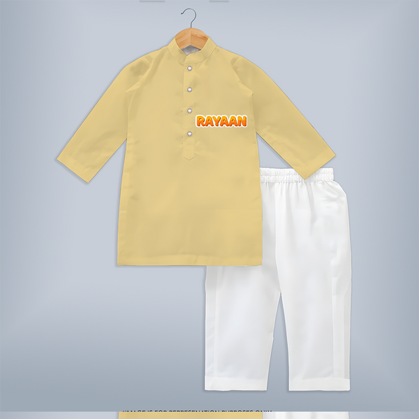 Made for Me Kurta Set | Personalized with Baby's Name - PASTEL YELLOW - 3 - 6 Months Old (Chest 24", Kurta Length 14'', Waist 19", Pant Length 14")