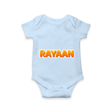 Elegant Baby Name Printed Romper for Babies - BABY BLUE - 0 - 3 Months Old (Chest 16")