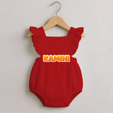 Made for Me Romper Frock | Personalized with Baby's Name - RED - 0 - 3 Months Old (Chest 19")