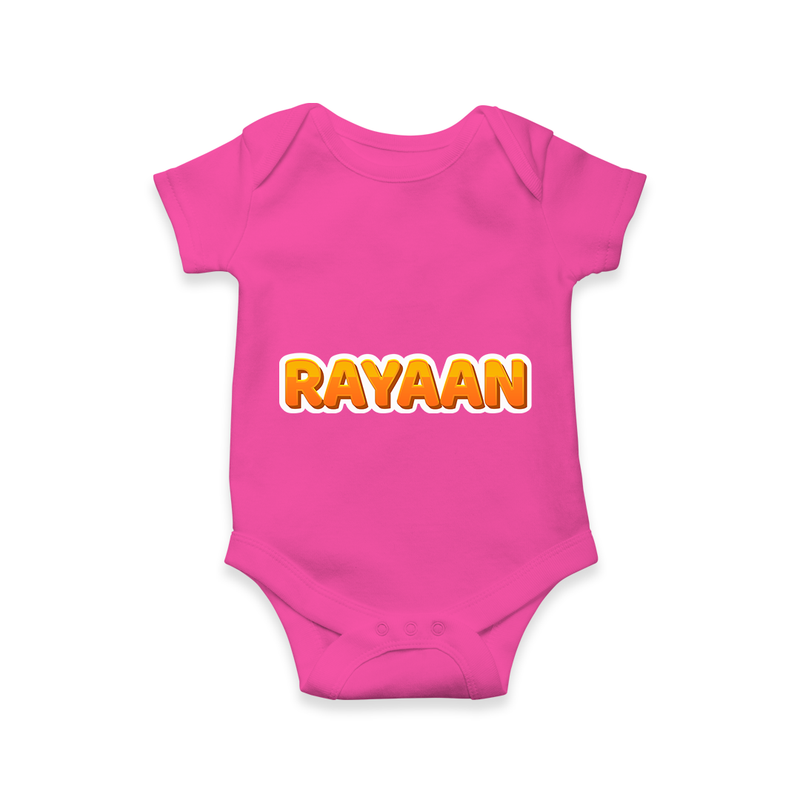 Elegant Baby Name Printed Romper for Babies - HOT PINK - 0 - 3 Months Old (Chest 16")