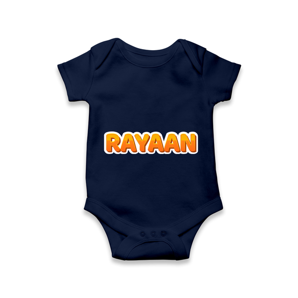 Made for Me Romper / Onesie | Personalized with Baby's Name - NAVY BLUE - New Born (Chest 14")