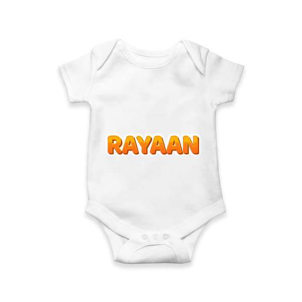 Elegant Baby Name Printed Romper for Babies - WHITE - 0 - 3 Months Old (Chest 16")