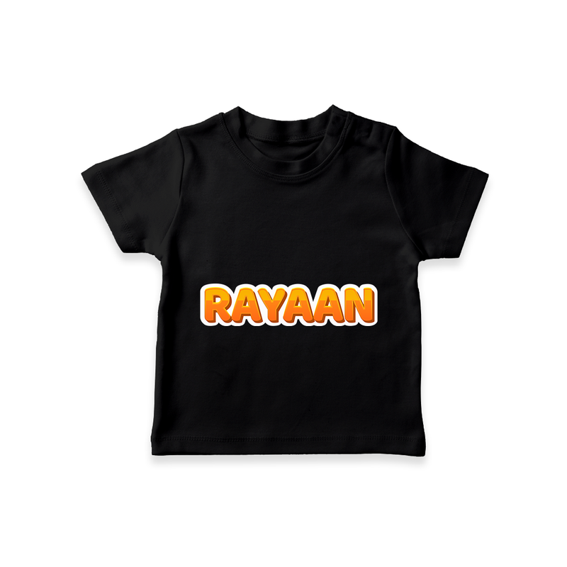 Elegant Baby Name Printed T-Shirt for Babies - BLACK - 0-5 Months Old (Chest 17")