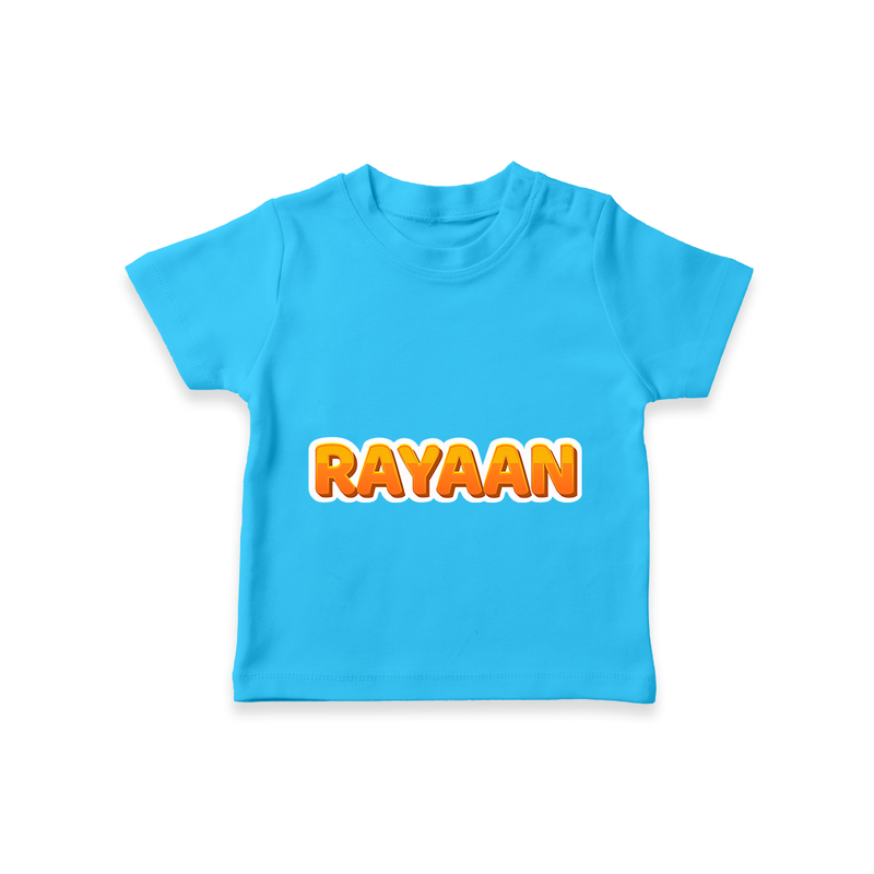 Elegant Baby Name Printed T-Shirt for Babies - SKY BLUE - 0-5 Months Old (Chest 17")