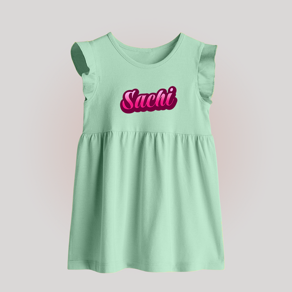 Tiny Name Big Style | Personalized Baby Frock for Babies - MINT GREEN - 0 - 3 Months Old (Chest 17")