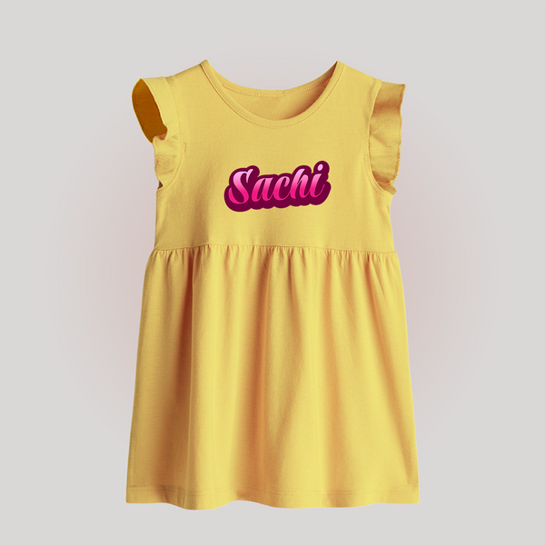 Tiny Name Big Style | Personalized Baby Frock for Babies - PASTEL YELLOW - 0 - 3 Months Old (Chest 17")