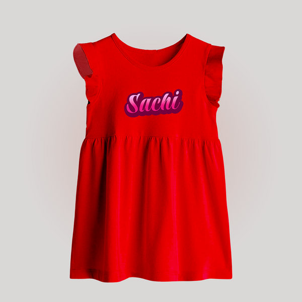 Tiny Name Big Style | Personalized Baby Frock for Babies - RED - 0 - 3 Months Old (Chest 17")