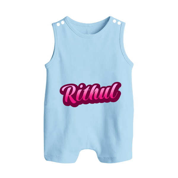 Tiny Name Big Style | Personalized Romper Suit / Sleeveless Romper for Babies - BABY BLUE - 0 - 5 Months Old (Chest 18")