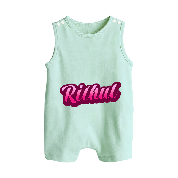 Tiny Name Big Style | Personalized Romper Suit / Sleeveless Romper for Babies - MINT GREEN - 0 - 5 Months Old (Chest 18")