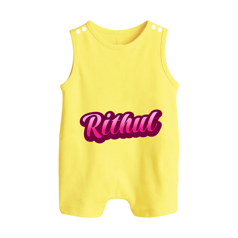 Tiny Name Big Style | Personalized Romper Suit / Sleeveless Romper for Babies - PASTEL YELLOW - 0 - 5 Months Old (Chest 18")
