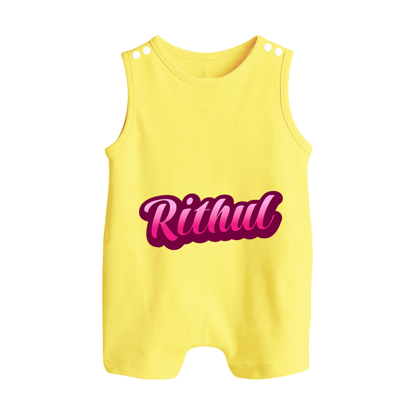 Tiny Name Big Style | Personalized Romper Suit / Sleeveless Romper for Babies - PASTEL YELLOW - 0 - 5 Months Old (Chest 18")