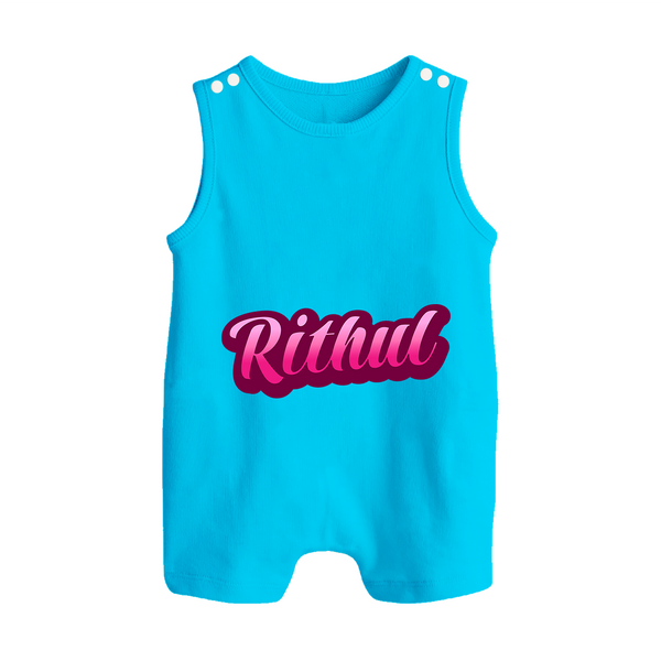 Tiny Name Big Style | Personalized Romper Suit / Sleeveless Romper for Babies - SKY BLUE - 0 - 5 Months Old (Chest 18")