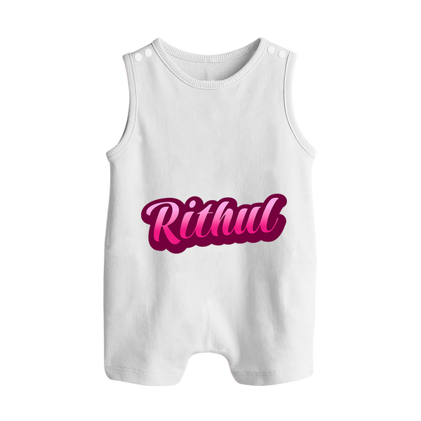 Tiny Name Big Style | Personalized Romper Suit / Sleeveless Romper for Babies - WHITE - 0 - 5 Months Old (Chest 18")