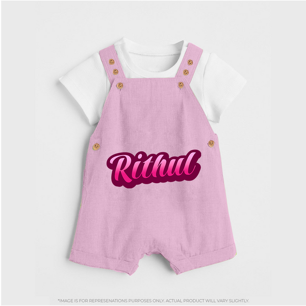 Tiny Name Big Style | Personalized Dungaree Set for Babies - BABY PINK - 0 - 5 Months Old (Chest 18")