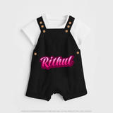 Tiny Name Big Style | Personalized Dungaree Set for Babies - BLACK - 0 - 5 Months Old (Chest 18")