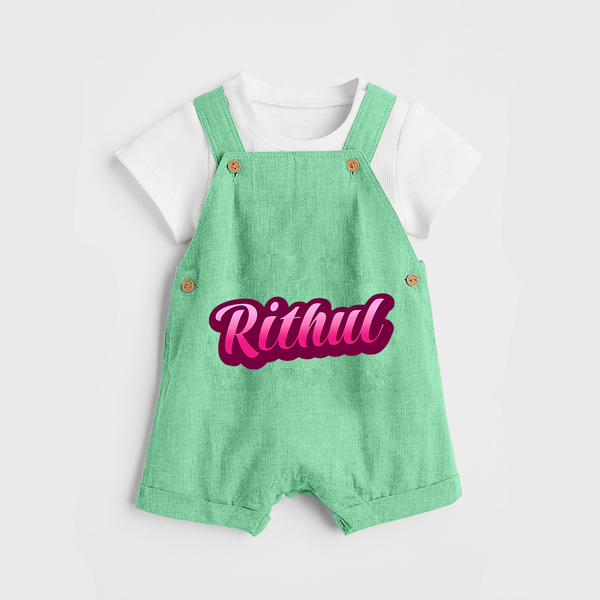 Tiny Name Big Style | Personalized Dungaree Set for Babies - GREEN - 0 - 5 Months Old (Chest 18")